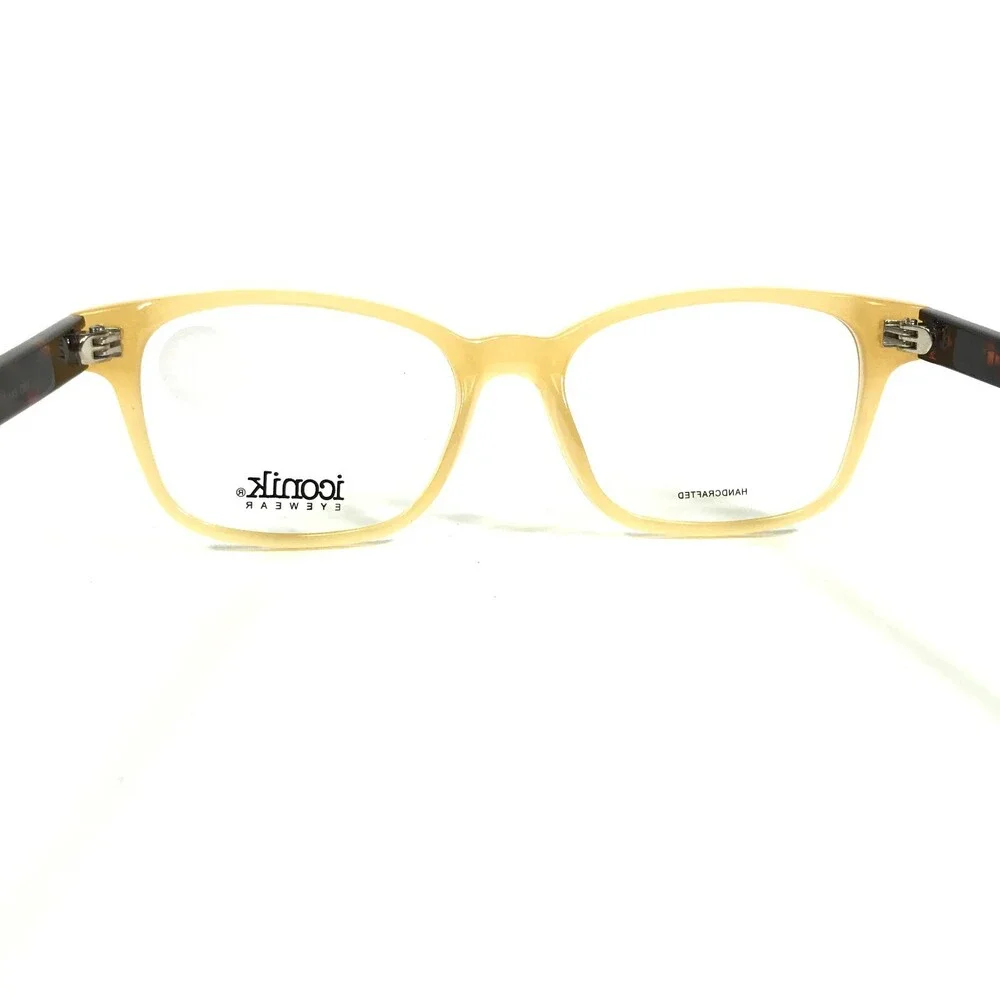 Iconik Eyeglasses Frames Jade C03 Yellow Tortoise Square Horn Rim 53-17-143